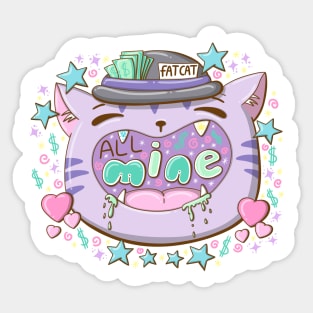 Fat cat wants it all in kawaii style Sticker